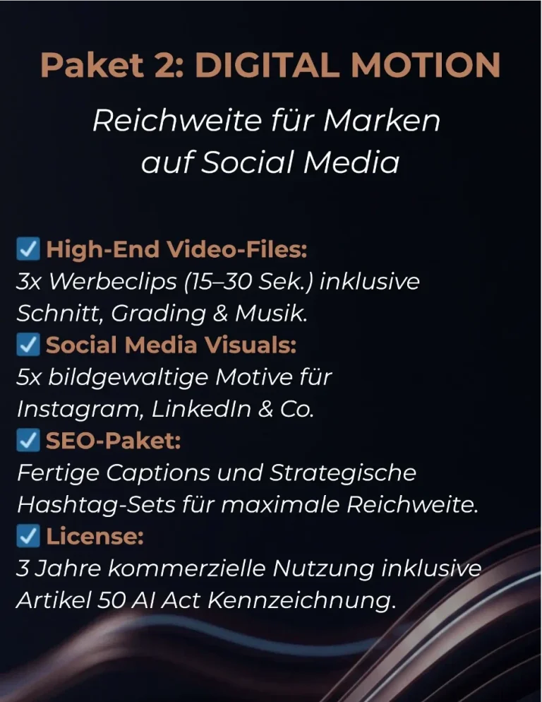 Hintergrund für Digital Motion & Social Media: High-End KI-Video-Ads und Content Creation